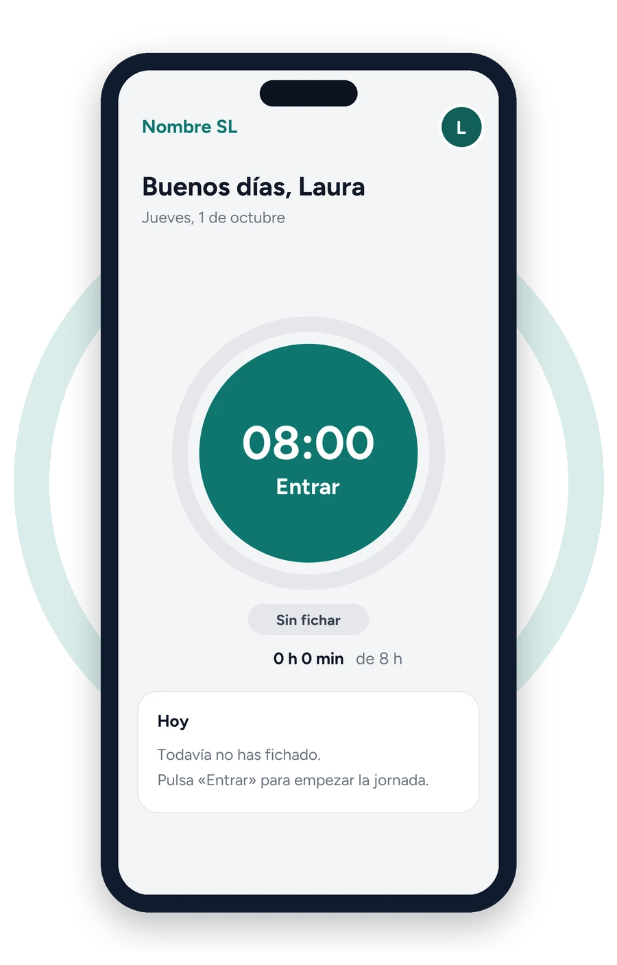 App de fichaje: botón Entrar